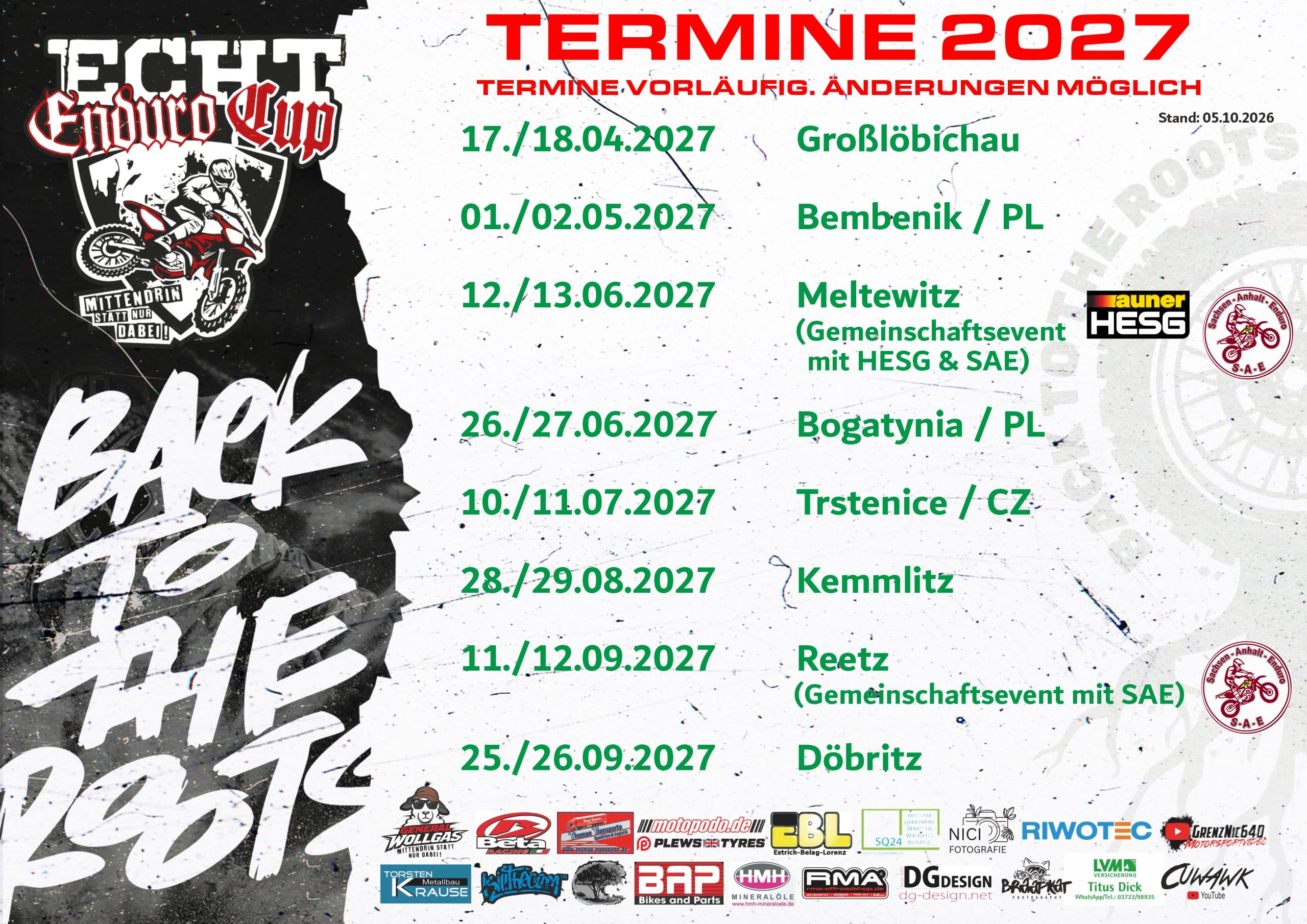 ECHT Endurocup präsentiert Termine für die Saison 2027